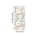 Holographic daisy window film detail with prism rainbow effect and clear dimension specs - XCBL013 / 43x100cm: Pearl Cotton Roll