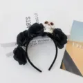 Halloween schwarze Rosen Haarreif mit Totenkopf gruselig gothic Haarreife Party Festival Kostüm Zubehör - Tag der Toten - Totenkopf & Blumen Haarband - Schwarz