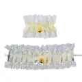 Lolita kant choker en armband set met gele strikken en schattige gouden bellen voor meisjes. - Lolita Kant Armband / Abrikoos