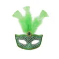 Groene veren masquerade masker voor feest, Venetiaans halfgelaat kostuum oogmasker. - Blauw