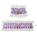 Lolita kant armband variant, schattige paarse lintstrik gouden bel ontwerp, zoete geplooide accessoire. - Lolita Kant Armband / Paars