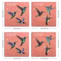 Gedetailleerd overzicht van houten magnetische kolibrie koelkaststicker van 14 cm. - 12-delige Set