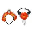 Halloween gotisch schedel roos haarband en skelet hand choker voor feest kostuum set - Eén maat / Rood