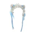 Lolita kattenoren haarband kant lint blauw wit haaraccessoire schattige stijl - Hoofdband / Blauw