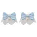 Lolita blauwe strik witte kant polsmanchet variant, zoete gothische accessoires. - Polsband / Blauw