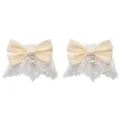 Lolita kant strik polsmanchetten paar zoete gotische strik parel hanger accessoires - Polsband / Broken Wit
