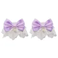 Lolita paarse satijn strik witte kant polsmanchet schattige gotische armband accessoire. - Polsband / Paars