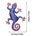 Metal gecko wall art outdoor garden fence hanging decoration with glitter purple finish. - With Screws & Wall Plugs / JSTY397 - Style A (Cardboard Packaging)