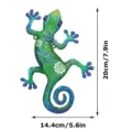 Metal gecko wall art with glitter green blue finish, perfect for outdoor garden decor. - With Screws & Wall Plugs / JSTY397 - Style C (Cardboard Packaging)