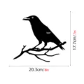 Metal crow silhouette garden stake black bird branch wall art outdoor yard decoration 8 inch - JSTY008