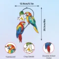 Metal stained glass parrot wall hanging decoration, double sided color window ornament, 5.1x8in. - JSTY365