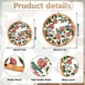Floral bird metal wall hanging decor wooden frame round wall art for home decoration - MZ-JSTY1002 / Size M