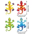 Metal gecko lizard wall art decor, colorful hanging sculpture for outdoor garden fence home. - With Screws & Wall Plugs / JSTY398-ABCD Combination Set (Cardboard Packaging)