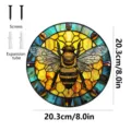 Round metal bee wall hanging with screws and expansion tube, 20.3cm stained glass decor - Bee (JSTY109)