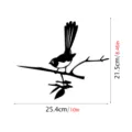 Metal bird garden stake detail showing precise dimensions and silhouette design art. - JSTY011