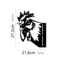 Metal rooster garden stake detail view showing dimensions, black silhouette outdoor decor. - JSTY038- (With 2 Screws + Expansion Tubes)