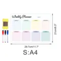 Magnetic weekly planner whiteboard sticker with markers, perfect for daily notes and fridge use. - CT915: Size S / OPP Bag