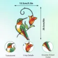 Metal stained glass hummingbird hanging ornament with double sided color and translucent design. - JSTY366