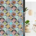 PVC kleurrijke retro mandala elektrostatische raamfolie, lijmloze verwijderbare matglas sticker. - BL082