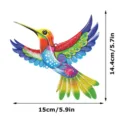 Colorful metal hummingbird wall art detail showing vibrant hand-painted surface patterns - With Screws & Wall Plugs / JSTY399-Style A (Cardboard Packaging)