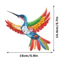 Colorful metal hummingbird wall art outdoor garden hanging decor size 15x14.4cm details - With Screws & Wall Plugs / JSTY399-Style B (Cardboard Packaging)