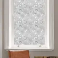 Detailed view of frosted window film with retro swirl pattern, providing privacy and style. - BL093