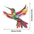 Colorful metal hummingbird wall art hanging outdoor garden fence decoration detail 15cm - With Screws & Wall Plugs / JSTY399-Style C (Cardboard Packaging)