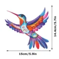 Colorful metal hummingbird wall hanging decor detail view showing bright painted surface. - With Screws & Wall Plugs / JSTY399-Style D (Cardboard Packaging)