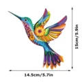 Close-up view of the vibrant colorful metal hummingbird wall art showing size and design details. - With Screws & Wall Plugs / JSTY400-Style B (Cardboard Packaging)