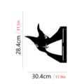 Metal cat silhouette garden stake detail view showing product dimensions for outdoor decor. - JSTY044- (With 2 Screws + Expansion Tubes)