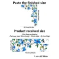 Blue magnolia floral static window film product size and layout specification detail image. - CBCJD323 (Right Side)