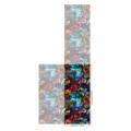Detailed view of stained glass window film showing dimensions, vibrant turtle and flower pattern. - BL182