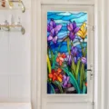 Decorative floral stained glass window film, static cling removable privacy glass sticker. - BL156 / 45*100cm Pure Frosted