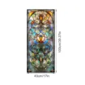 Glas-in-lood raamsticker vintage paleis stijl decoratieve folie voor huis venster 100x43cm - SWBL075: Dubbelzijdige kleurrijke glasstickers met steenpatroon / 43x100cm