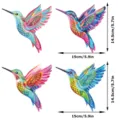Colorful metal hummingbird wall hanging detail showing size dimensions and vibrant design colors. - With Screws & Wall Plugs / JSTY401 - ABCD Combo Set (Cardboard Packaging)