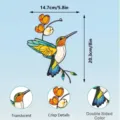 Stained glass hummingbird hanging detail, translucent double-sided color wall decor ornament. - JSTY372
