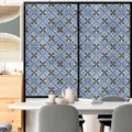 Retro PVC glas-in-lood raamfolie, statisch hechtende matte decoratieve sticker voor ramen. - BL098