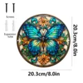 Placa Colgante Redonda de Vidrio Vitral de Mariposa con Tornillos 20.3cm (8.0in) - Mariposa (JSTY115)