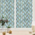 Decoratieve raamfolie statisch hechtend mat glas sticker met vintage blauw goud patroon. - BL099
