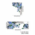 Stained glass window film blue floral decorative static cling sticker size chart guide - CBCJD328 (Right Side)