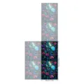 Stained glass window film with colorful butterfly and floral pattern close up detail view. - BL186