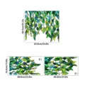 Detailed size chart showing stained glass green plant window film finished and package dimensions. - CBCJD330