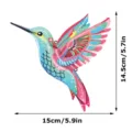 Colorful metal hummingbird wall art hanging outdoor garden fence home decoration 15x14.5cm - With Screws & Wall Plugs / JSTY401 - Style D (Cardboard Packaging)