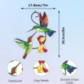 Stained glass style hummingbird metal wall hanging decor, double sided color details. - JSTY380