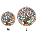 Round wooden wall hanging decor with tree birds art sculpture for home living room M L - MZ-JSTY1004 / Size M