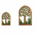 Wooden metal wall hanging art tree decor size chart with M and L size options display - MZ-JSTY1007