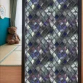 Vintage stained glass window film, static cling diamond pattern privacy frosted sticker. - BL107