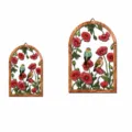 Wooden iron wall hanging art decor with floral and bird design, size M and L options. - MZ-JSTY1010