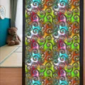Colorful retro electrostatic glass window film PVC adhesive frosted glass sticker decor - BL109