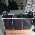 Foldable car trunk organizer non-woven storage box with multi-compartment cargo bin design - Black